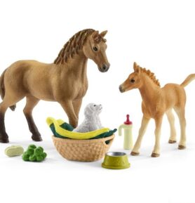 Schleich - Jezdecký klub, Hříbě a Quarter kůň se štěňátkem a doplňky