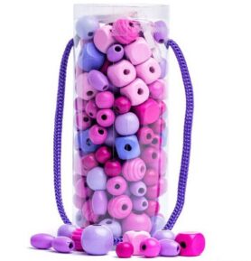 Navlékací perle - Mix korálků v tubě, růžová (Woody)