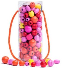 Navlékací perle - Mix korálků v tubě, oranžová (Woody)