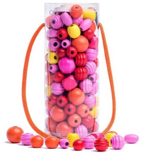 Navlékací perle - Mix korálků v tubě, oranžová (Woody)