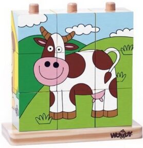 Kostky obrázkové na tyči 9ks - Domácí zvířata (Woody)
