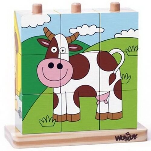 Kostky obrázkové na tyči 9ks - Domácí zvířata (Woody)