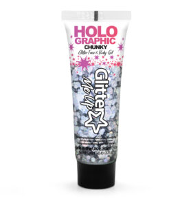 PaintGlow Velké gelové třpytky na tvář a tělo | Intergalactic - střibrné, 12ml