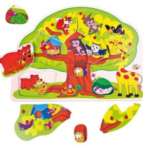 Puzzle odkrývací - Veselá zvířátka na stromě (Bino)
