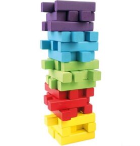 Jenga barevná - Hra věž, 60 kostiček + kostka (Bino)