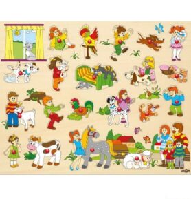 Puzzle vkládací - Maxi, Rodina se zvířátky, 21ks (Woody)