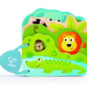 První knížka - Divočina, 4 dřevěné listy (Hape)