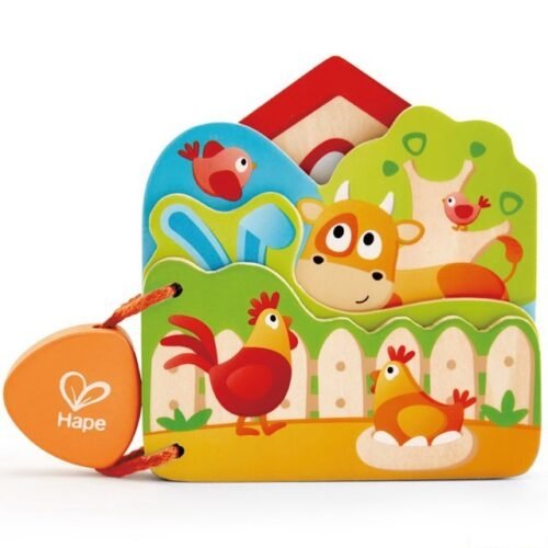 První knížka - Farma, 4 dřevěné listy (Hape)