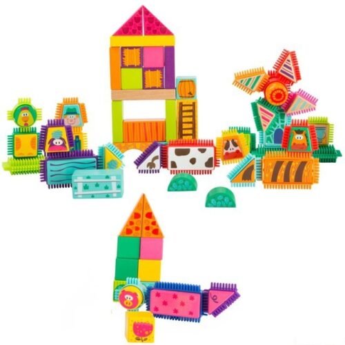 Kostky - Barevné v kyblíku, Vhazovačka, Farma, 80ks (Small foot)