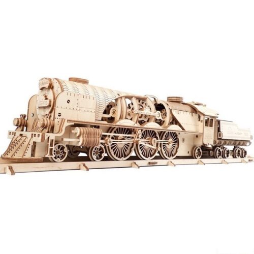 Ugears 3D mechanické puzzle Lokomotiva V-Express s vagónem 538 ks