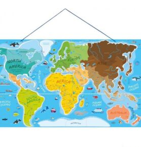Puzzle magnetické - Mapa svět v obrázcích, 2v1 (Woody)