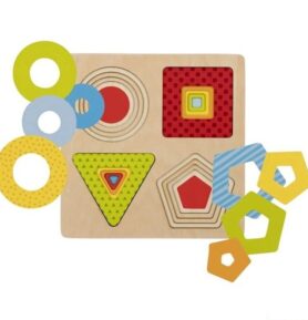 Puzzle vícevrstvé - Geometrické tvary, 4 vrstvy (Goki)