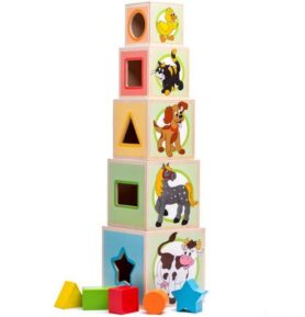 Pyramida - Věž z 5 kostek, Zvířátka (Woody)