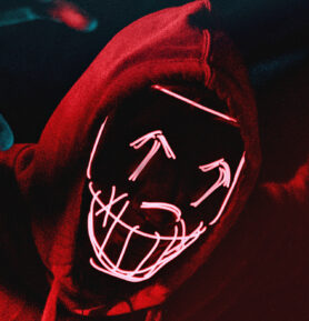 RAVEON Svítící maska Anarchy Devil | Červená