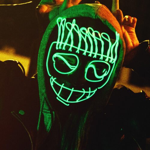 RAVEON Svítící maska Anarchy Fluw | Zelená