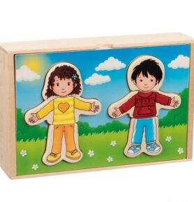 Puzzle oblékání - Šatní skříň holka a kluk, 36ks (Goki)