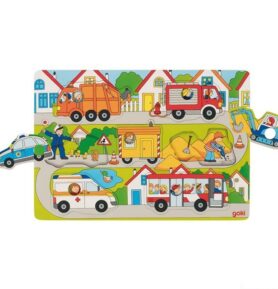 Puzzle odkrývací - Na ulici, 7ks (Goki)