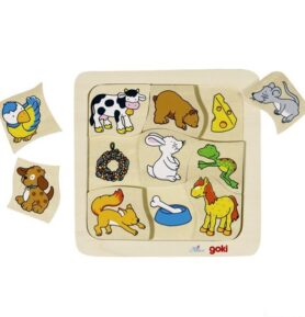 Puzzle výukové - Co jedí zvířátka (Goki)