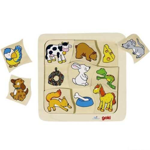 Puzzle výukové - Co jedí zvířátka (Goki)