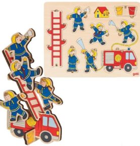 Puzzle vkládací - Balanční hasiči, 8ks (Goki)