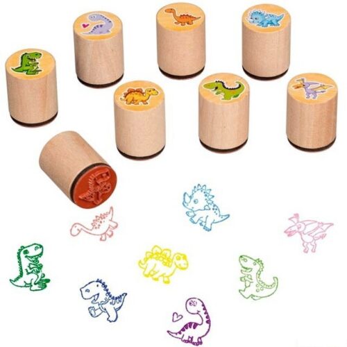 Razítka dřevěná - Dinosaurus, 8ks (Goki)