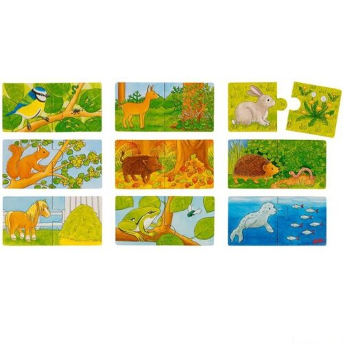 Puzzle pro nejmenší - Kdo co jí, 18ks (Goki)