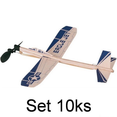 Letadlo házecí - Eagle Jet na gumičku, set 10ks (Goki)