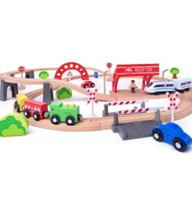 Vláčkodráha Woody - S elektrickou mašinkou a viaduktem, 60 dílů