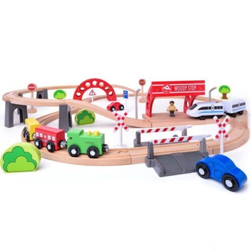Vláčkodráha Woody - S elektrickou mašinkou a viaduktem, 60 dílů