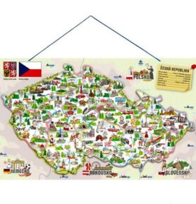 Puzzle magnetické - Mapa ČR s obrázky a hrou, 3v1 (Woody)