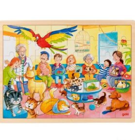 Puzzle na desce - Velké A3, U zvěrolékaře, 48ks (Goki)
