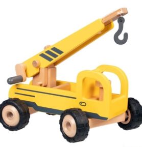 Auto - Dřevěný autojeřáb s gumovými koly (Goki)