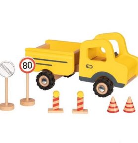 Auto - Dřevěné ze stavby + dopravní značky (Goki)