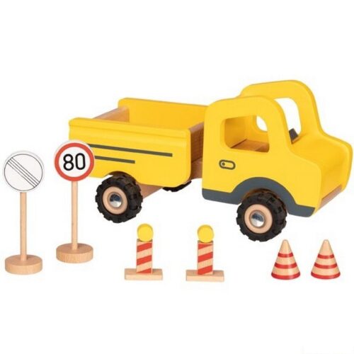 Auto - Dřevěné ze stavby + dopravní značky (Goki)