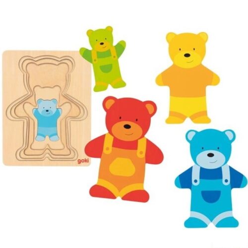 Puzzle vícevrstvé - Medvídek v kalhotách, 5 vrstev (Goki)