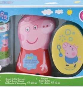 PEPPA PIG - dárková sada Sprchový gel a šampón 2v1 400ml + mycí houba + bublifuk