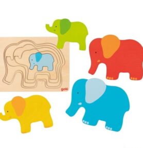Puzzle vícevrstvé - Slon II, 5 vrstev (Goki)