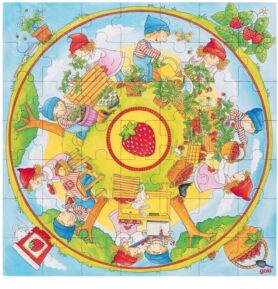 Puzzle pro nejmenší - XXL, Pěstujeme jahody, 49ks (Goki)