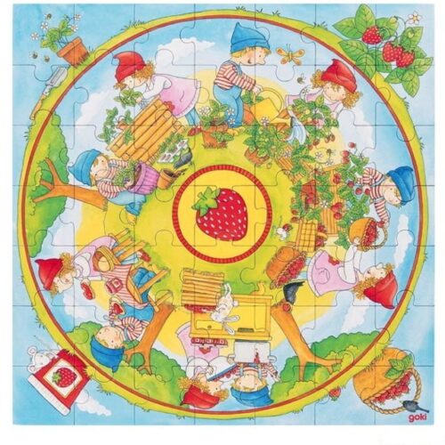 Puzzle pro nejmenší - XXL, Pěstujeme jahody, 49ks (Goki)