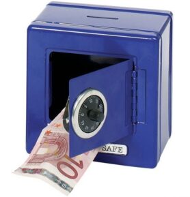 Plechová pokladnička Trezor modrý