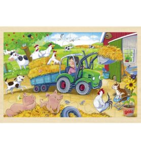 Puzzle na desce - Traktor na farmě, 24ks (Goki)