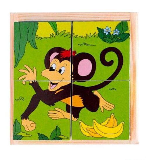 Kostky obrázkové 4ks - Safari (Woody)