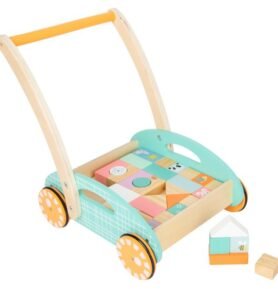 Kostky - Barevné ve vozíku, Chodítko pastelové, 34ks (Small foot)