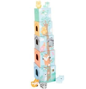Pyramida z kartónu - Zvířátka pastelová, 5 kostek (Small foot)