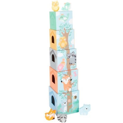 Pyramida z kartónu - Zvířátka pastelová, 5 kostek (Small foot)