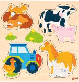 Puzzle pro nejmenší - Na desce, Farma, 12ks (Goki)