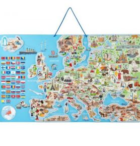 Puzzle magnetické - Mapa evropy v obrázcích, 3v1 (Woody)