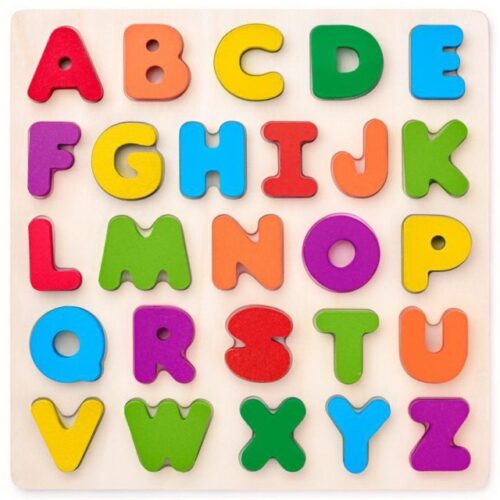 Puzzle výukové - Abeceda na desce, čtverec (Woody)