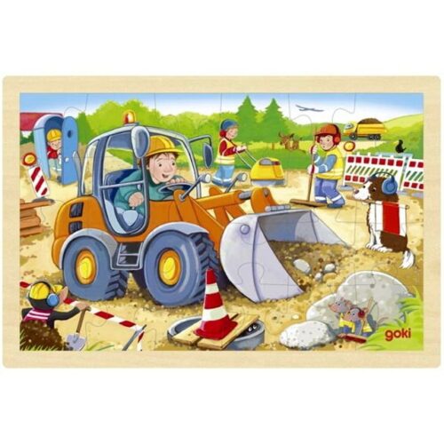 Puzzle na desce - Staveniště, 24ks (Goki)