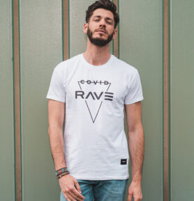 Bílé tričko | Rave COVID TRIANGLES Velikost: XXL